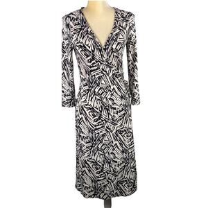 BCBGMaxazria Black Adele Printed True Wrap Dress Size Medium
